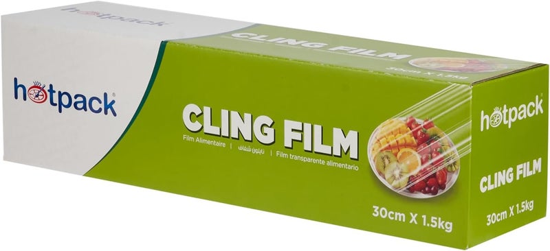 Hotpack فيلم لاصق هوت باك - 307 متر طول، 30 سم عرض، غلاف بلاستيكي شفاف للطعام - Image 4